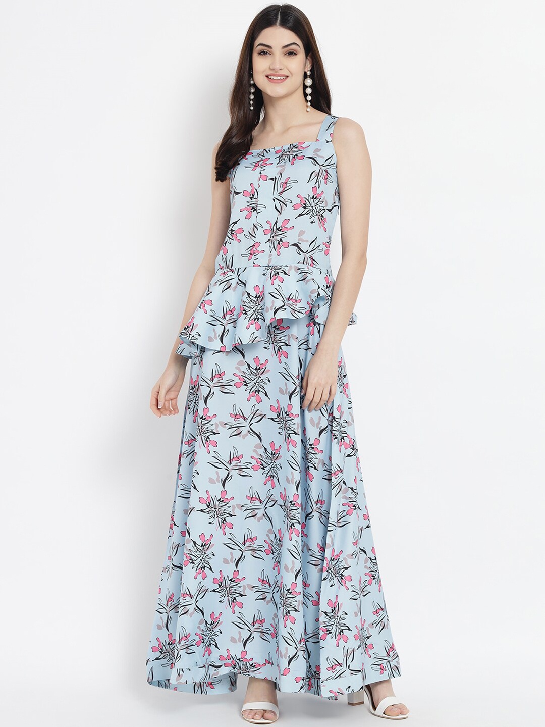 

Kannan Women Blue Floral Crepe Maxi Dress