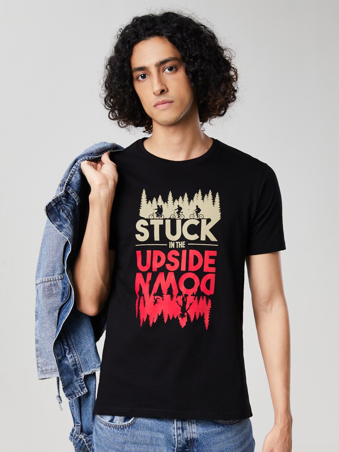 

The Souled Store Men Black Typography Printed T-shirt