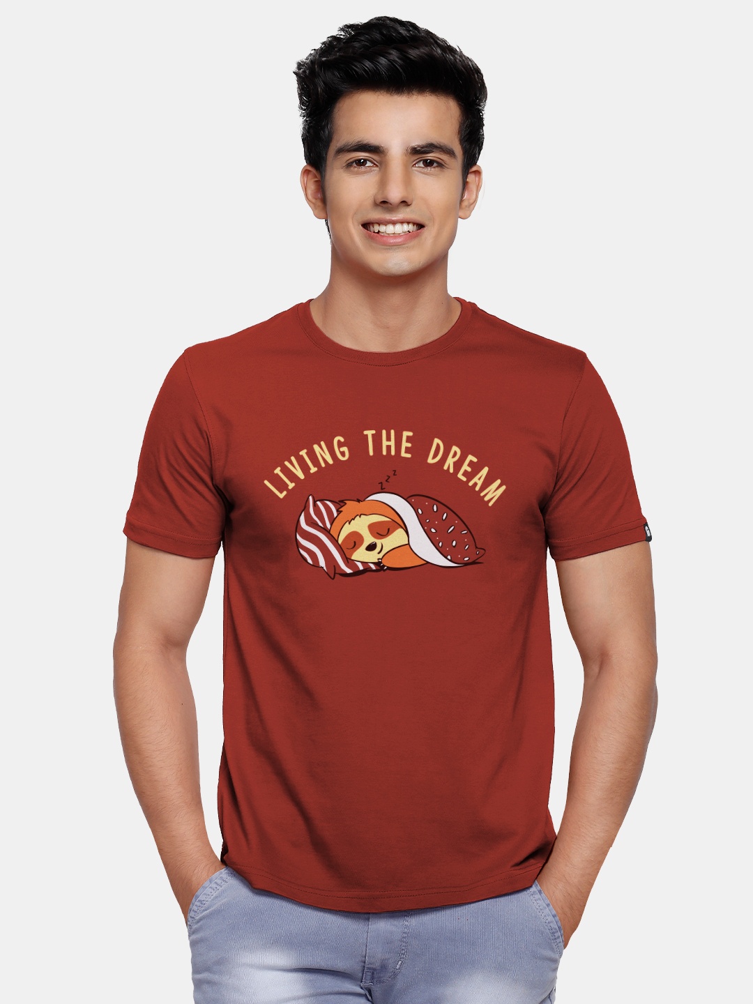 

The Souled Store Men Rust Typography Printed T-shirt