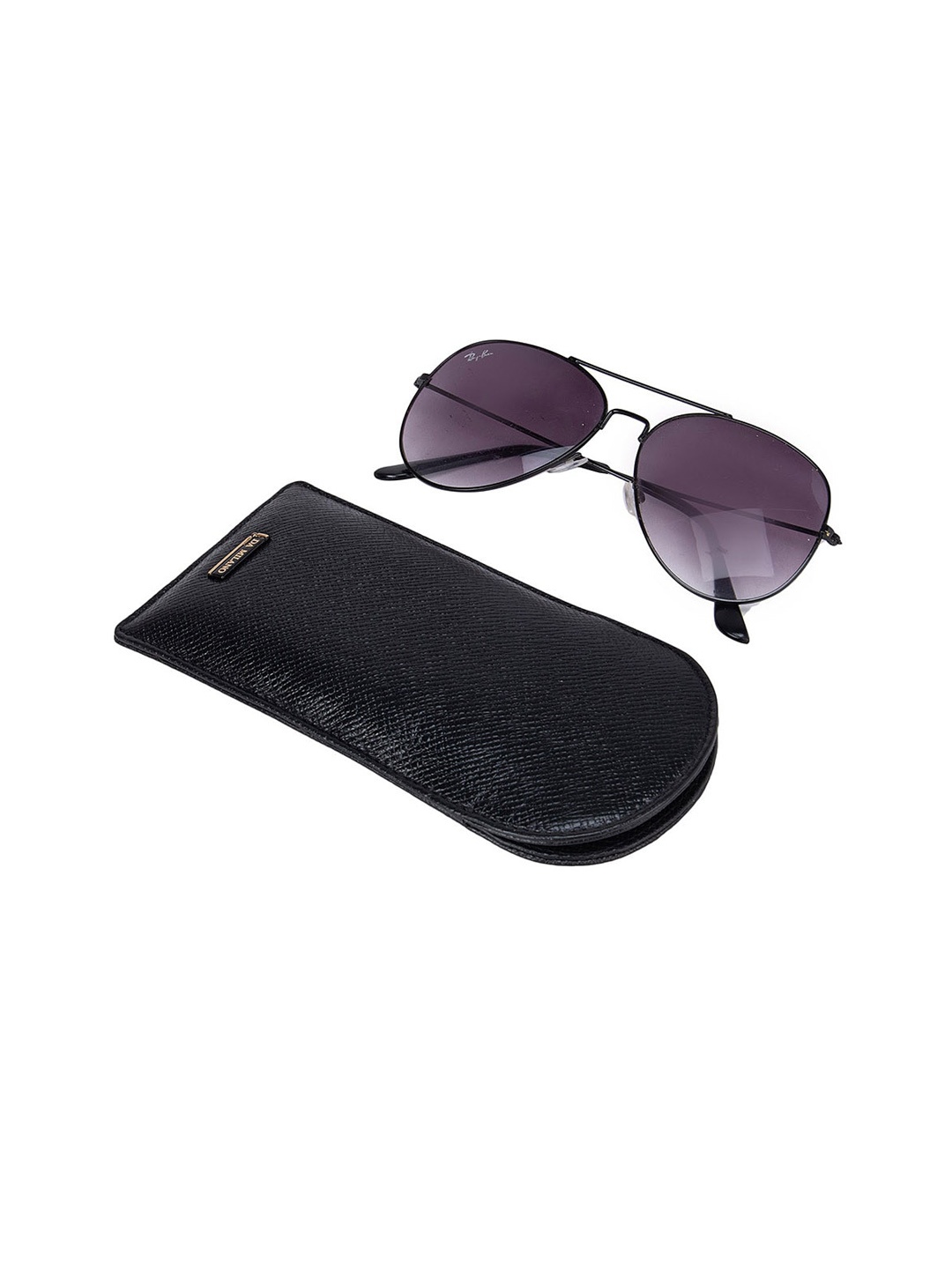 

Da Milano Adults Black Solid Leather Sunglasses Case
