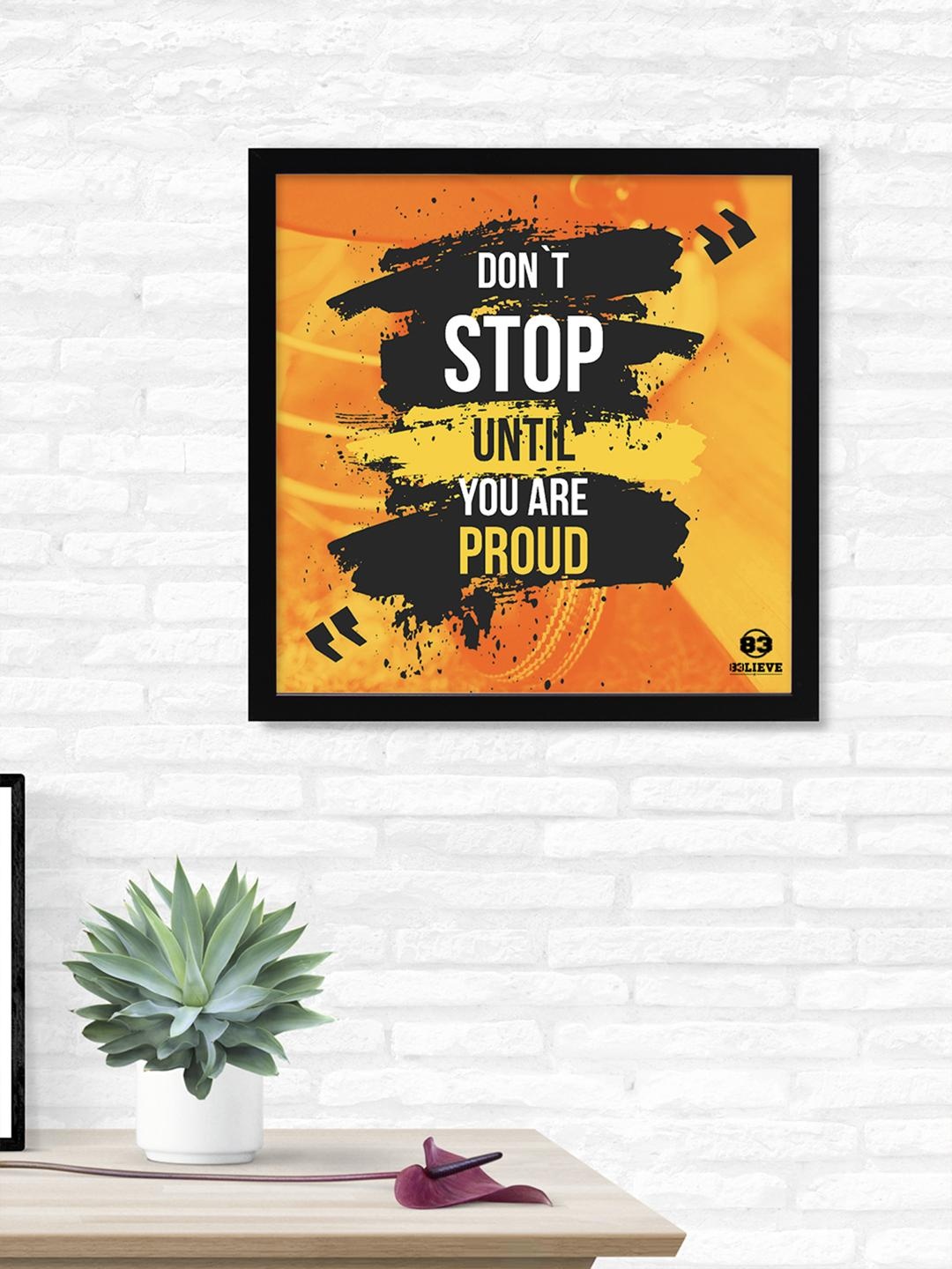

Athome by Nilkamal Mustard & Black 83 Don't Stop Printed Wall Art