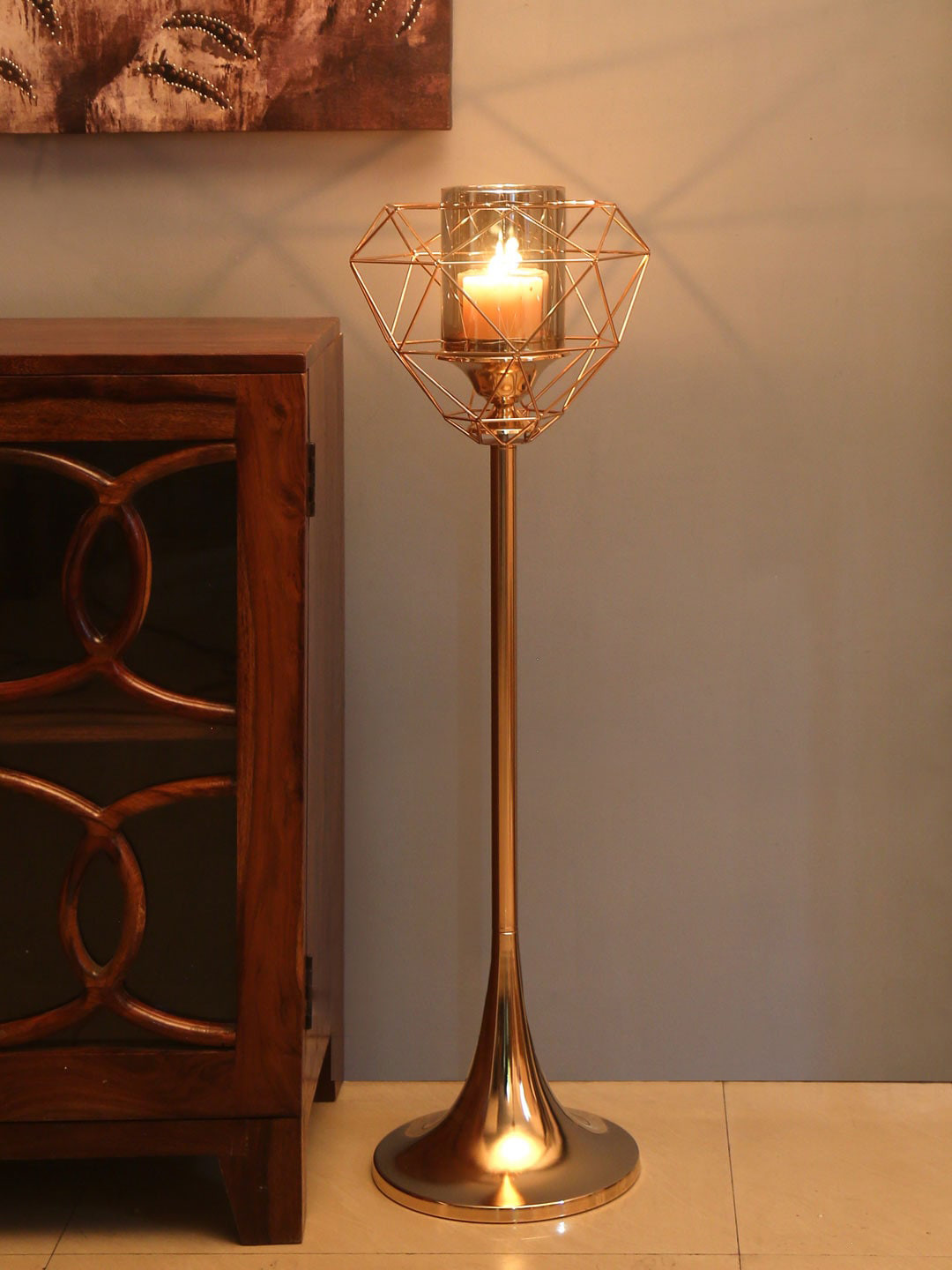 

Athome by Nilkamal Gold Diamond Large Candle Stand