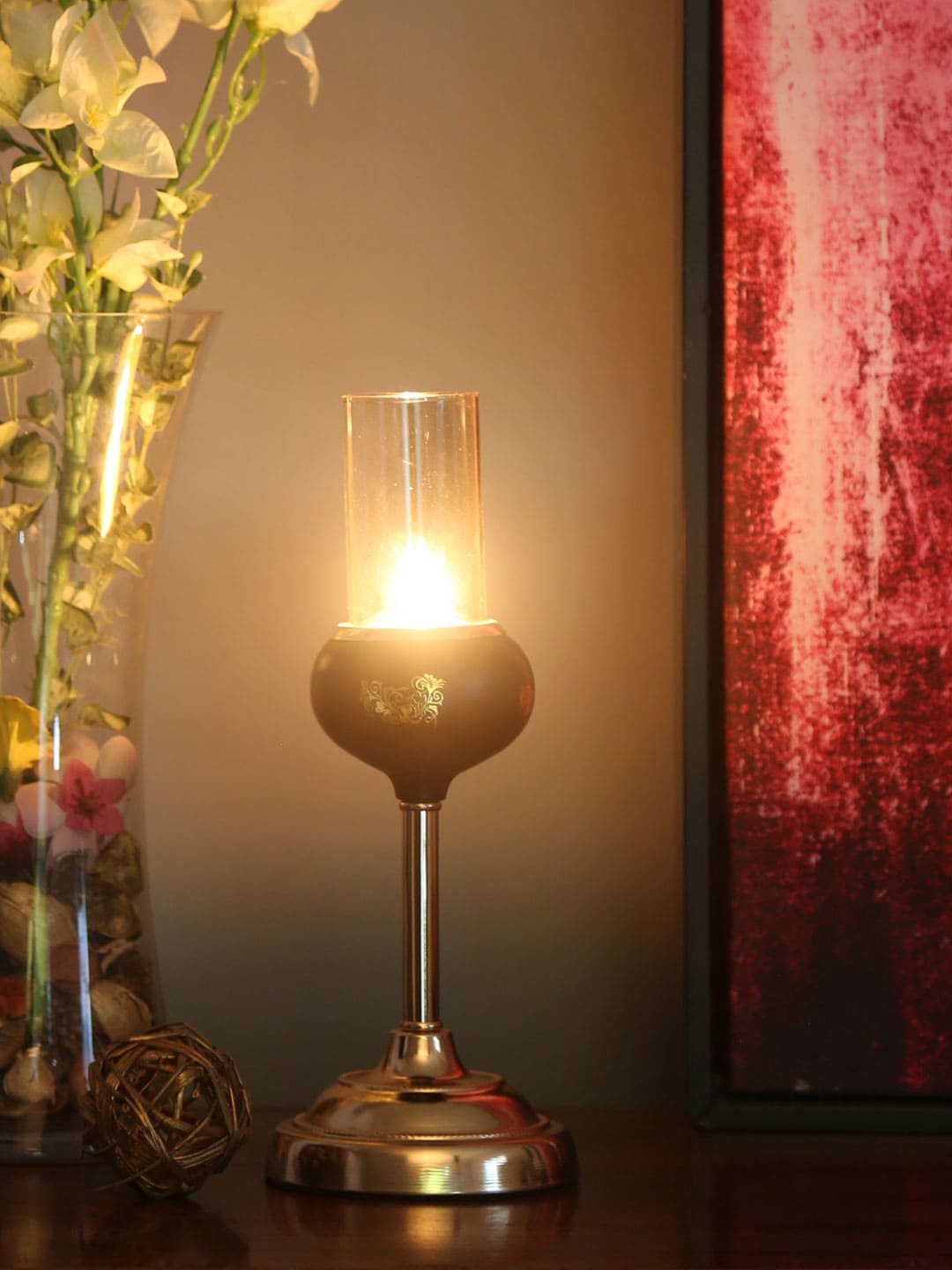 

Athome by Nilkamal Gold-Toned & Black Ball Candle Stand