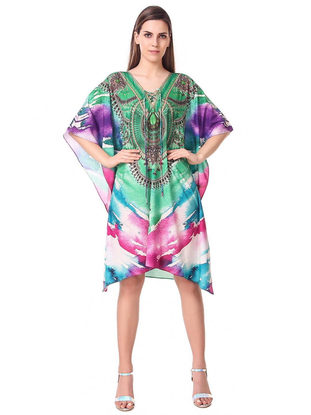 

Rajoria Instyle Women Multicoloured Georgette Ethnic Kaftan Dress, Multi