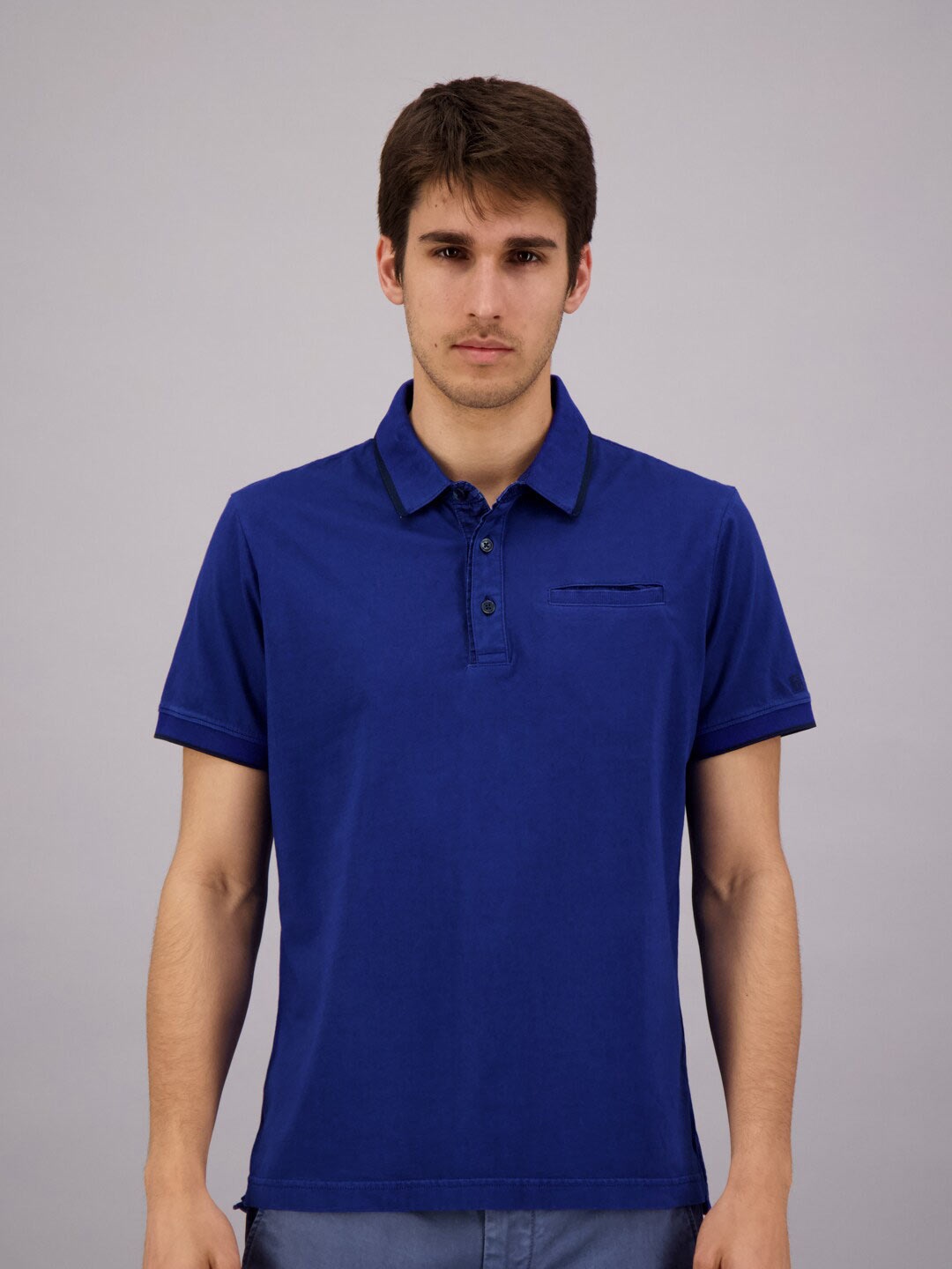 

FREESOUL Men Blue Polo Collar T-shirt