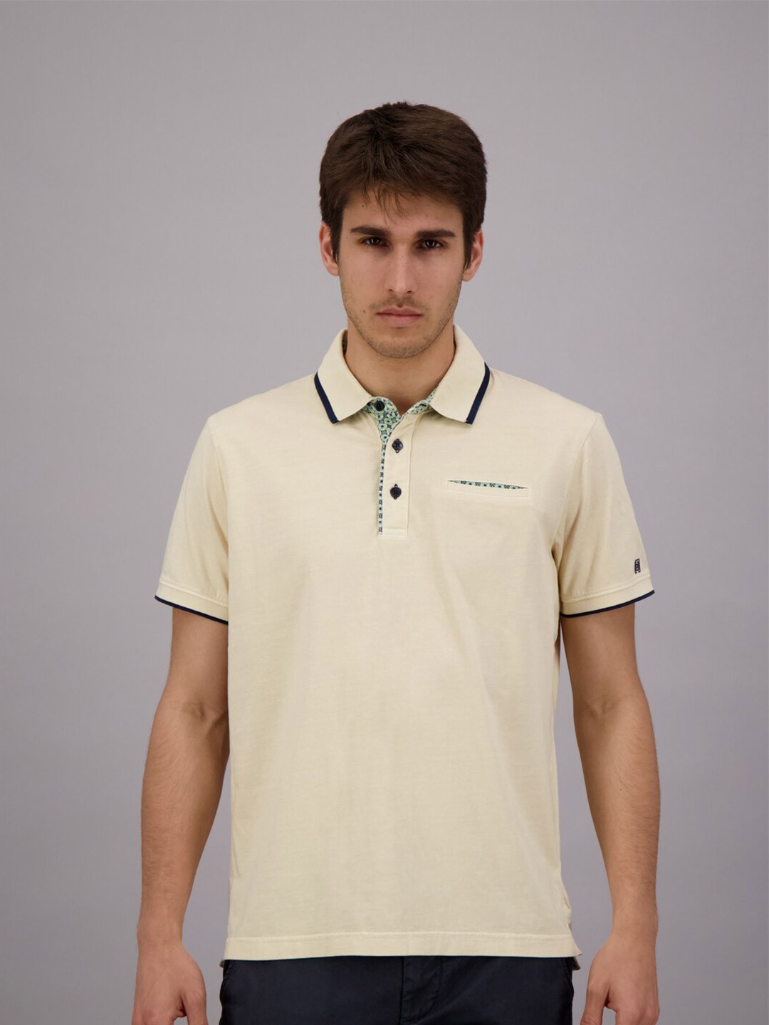 

FREESOUL Men Beige Polo Collar T-shirt