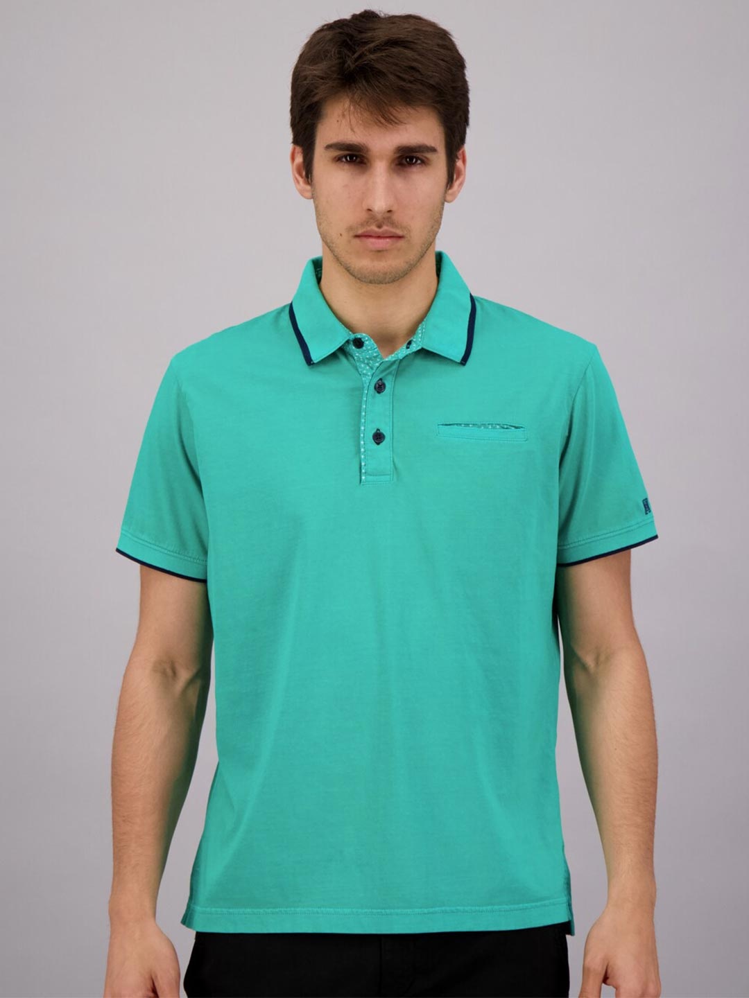 

FREESOUL Men Green Polo Collar T-shirt