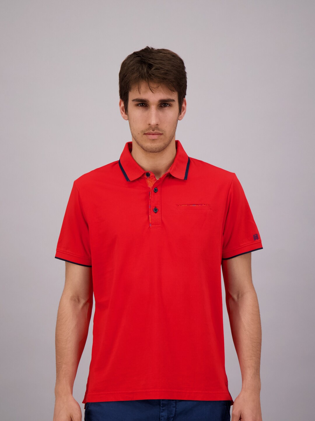 

FREESOUL Men Red Polo Collar T-shirt