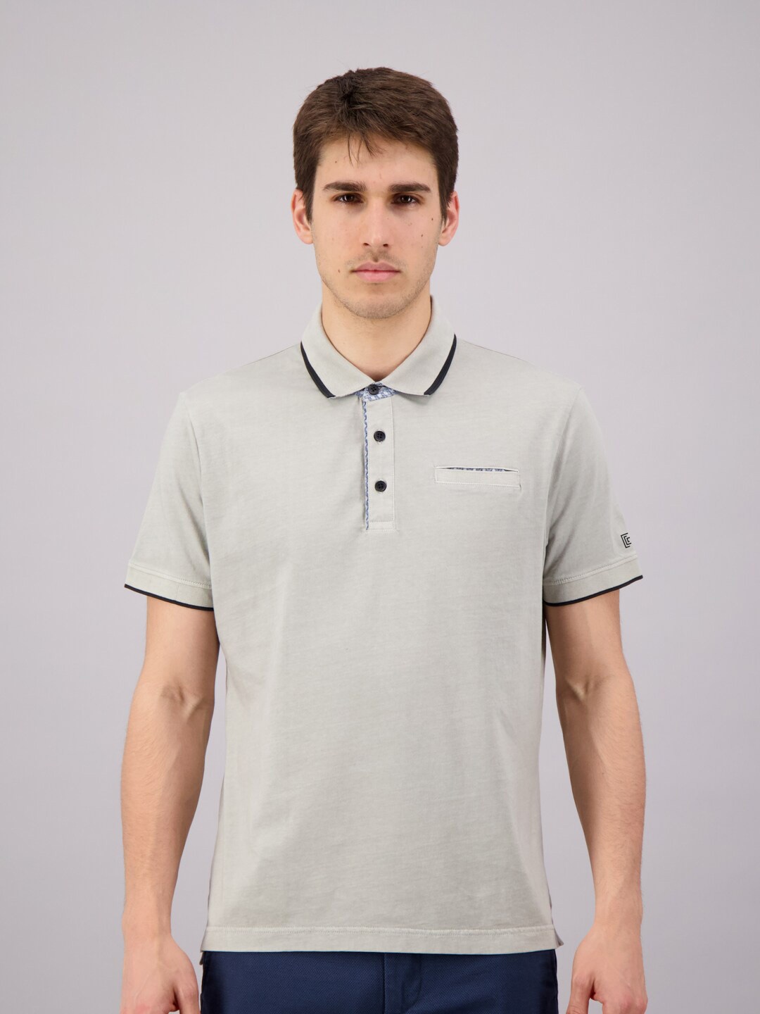 

FREESOUL Men Grey Polo Collar T-shirt