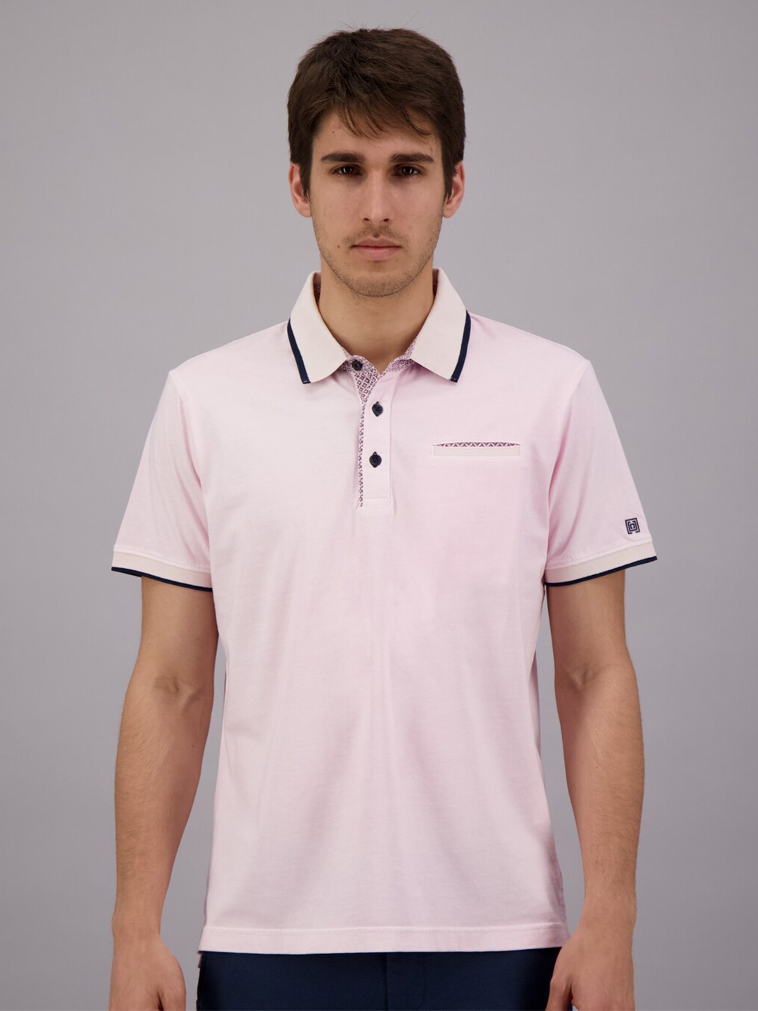 

FREESOUL Men Pink Polo Collar T-shirt