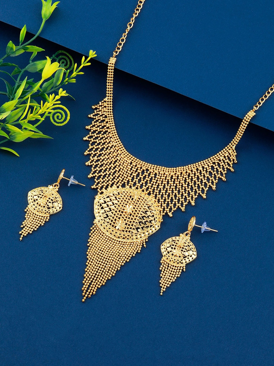 

Silver Shine Gold-Plated Traditional Designer Jewellery Set