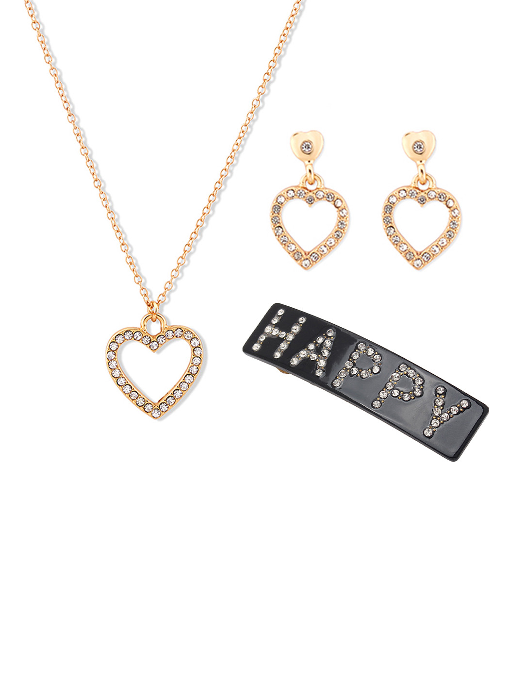 

Lilly & sparkle Gold-Plated White Crystal Studded Pendant Set