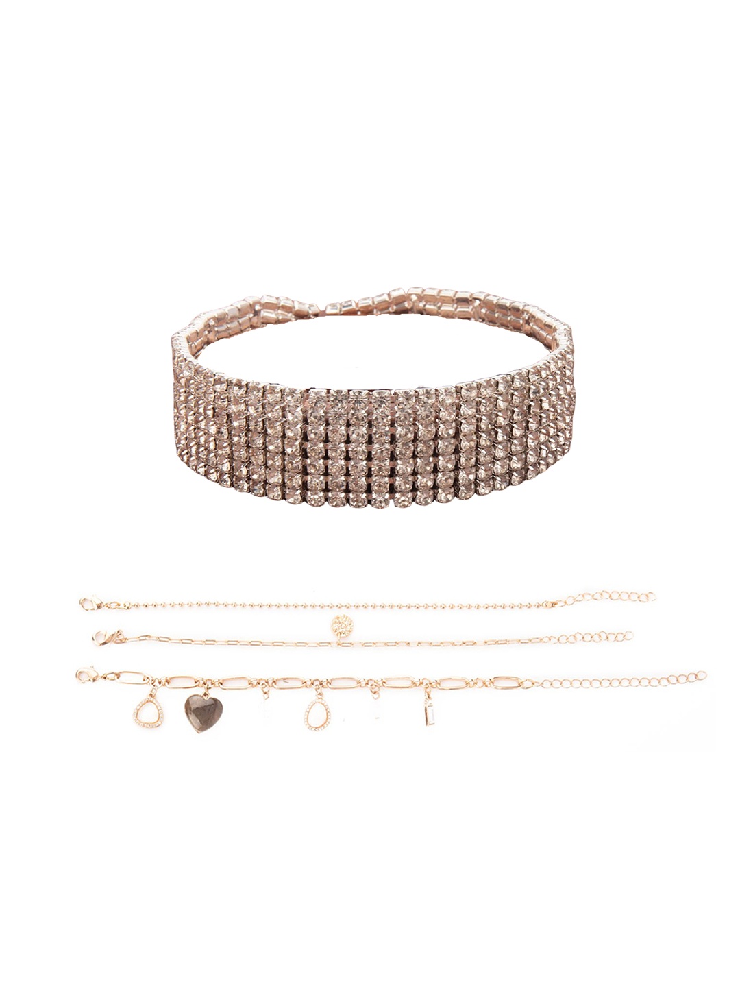 

Lilly & sparkle Women Multi-Colored Crystals Studded Choker Jewellery Set, White