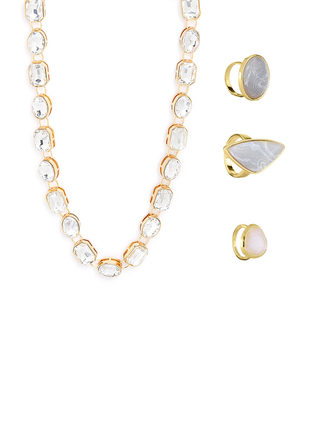 

Lilly & sparkle Women Gold-Plated White Stone Studded Jewellery Set