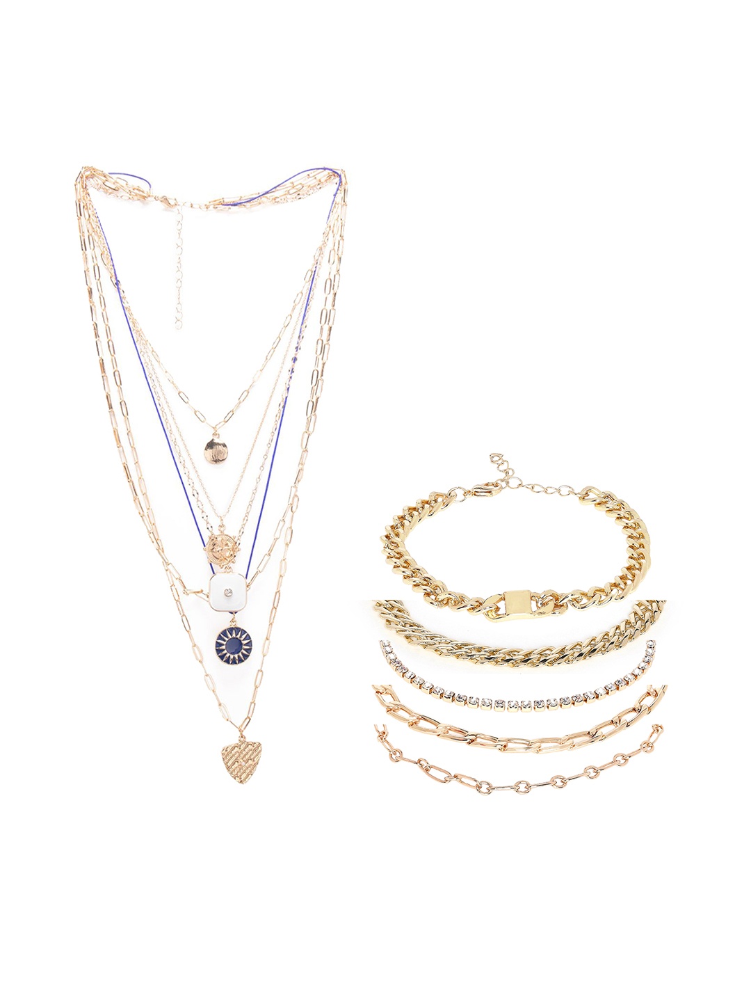 

Lilly & sparkle Gold-Plated & White Crystal Stone-Studded Jewellery Set