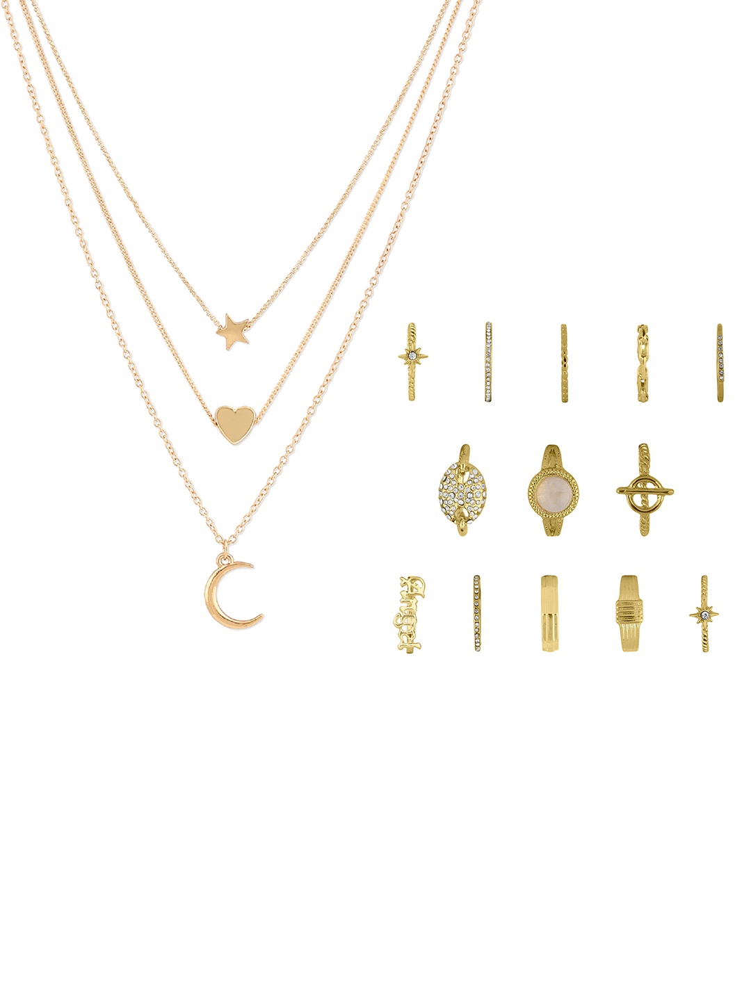 

Lilly & sparkle Gold-Plated Multi-Colored Layered Jewellery Set
