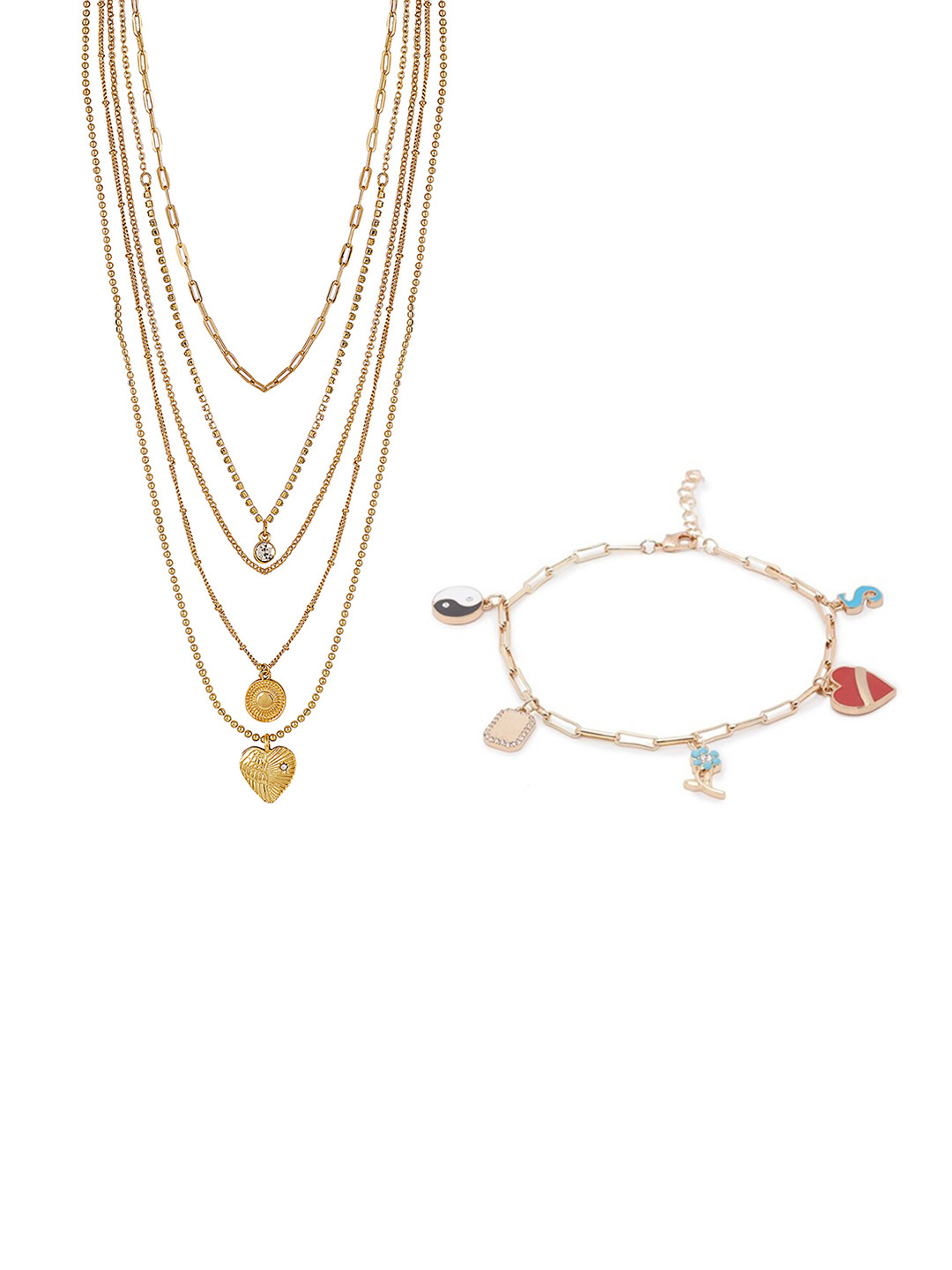 

Lilly & sparkle Gold Plated Gold Toned Layered Jewellery Set