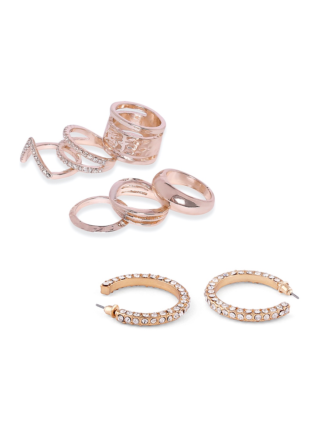 

Lilly & sparkle Set of 6 Rose Gold-Plated Crystal Studded Jewellery Set
