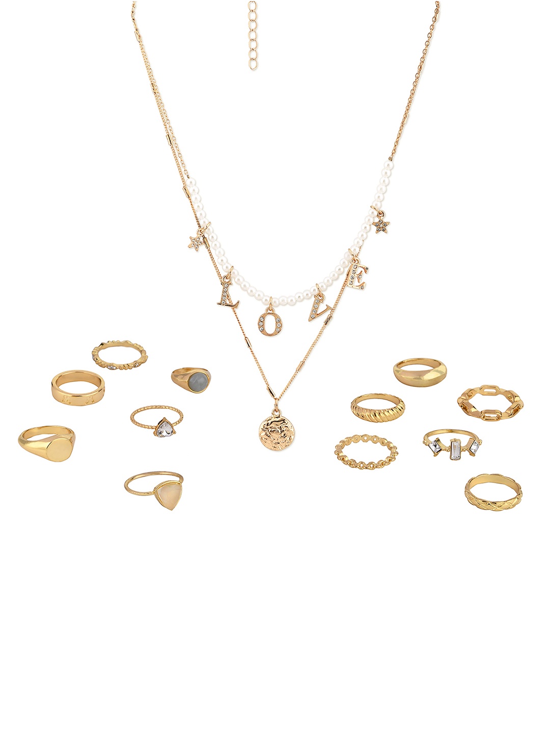 

Lilly & sparkle Gold-Plated Stone Studded Jewellery Set