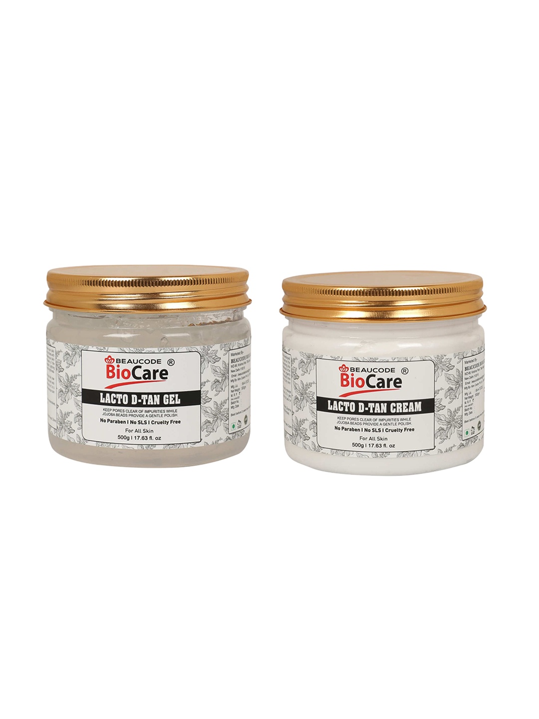 

BEAUCODE BIOCARE Set of Lacto D-Tan Face and Body Cream & Gel - 500 g Each, Off white