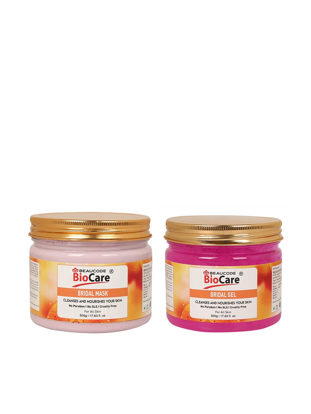 

BEAUCODE BIOCARE unisex Set of Bridal Face & Body Mask & Gel - 500 g Each, Orange