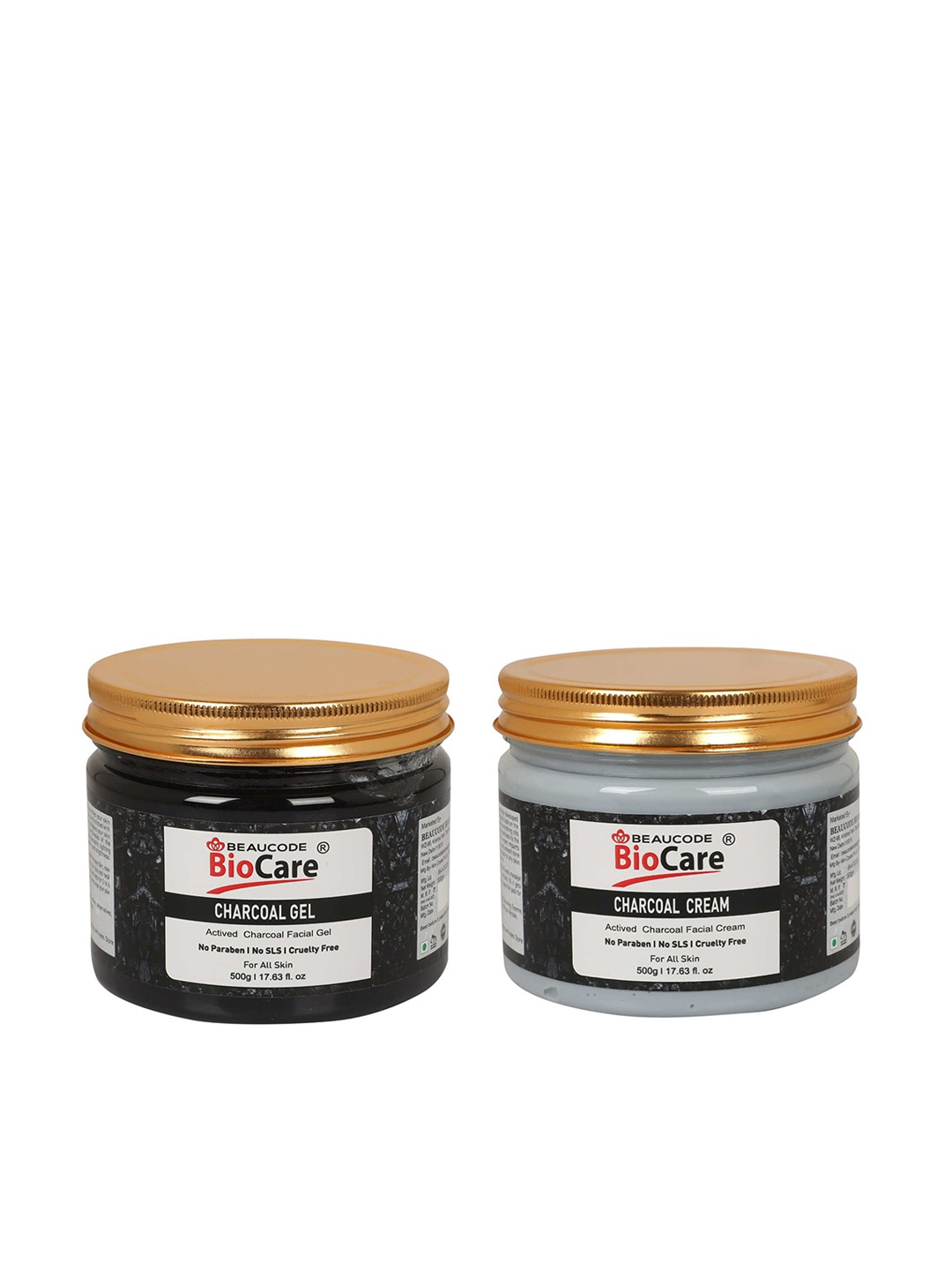 

BEAUCODE BIOCARE Set of Charcoal Facial Gel & Cream for All Skin Types - 500g each