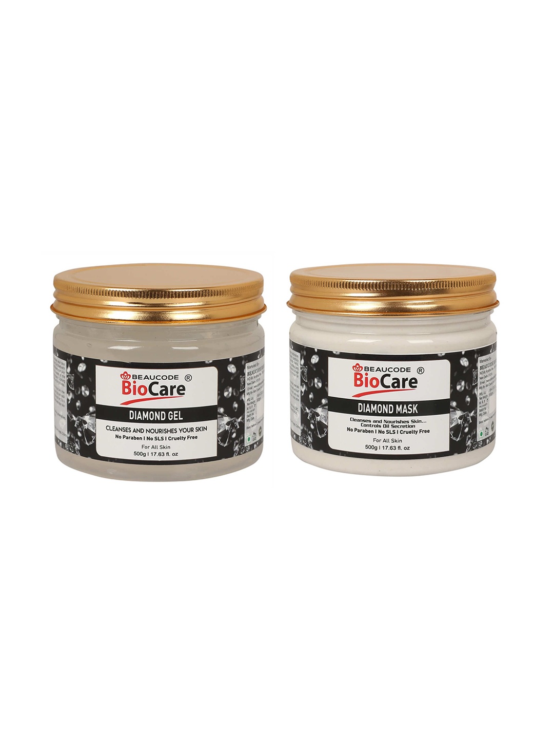 

BEAUCODE BIOCARE Set of Diamond Face & Body Gel & Mask - 500 g Each, Black