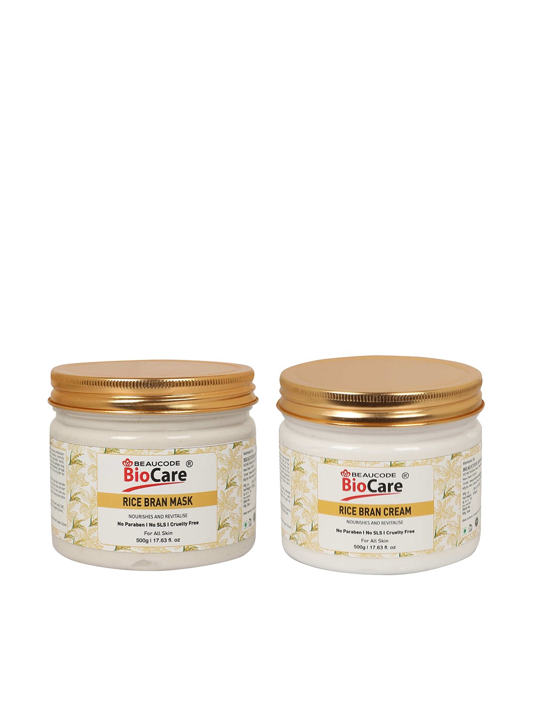 

BEAUCODE BIOCARE Unisex Pack Of 2 Rice Bran Nourishing Mask & Face Cream - 500 g Each, Off white
