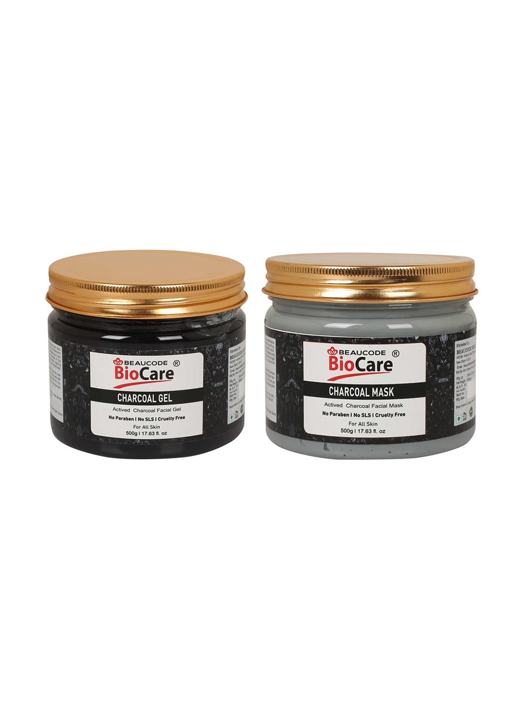 

BEAUCODE BIOCARE Unisex Pack of 2 Charcoal Mask & Gel For All Skin Types - 500g each