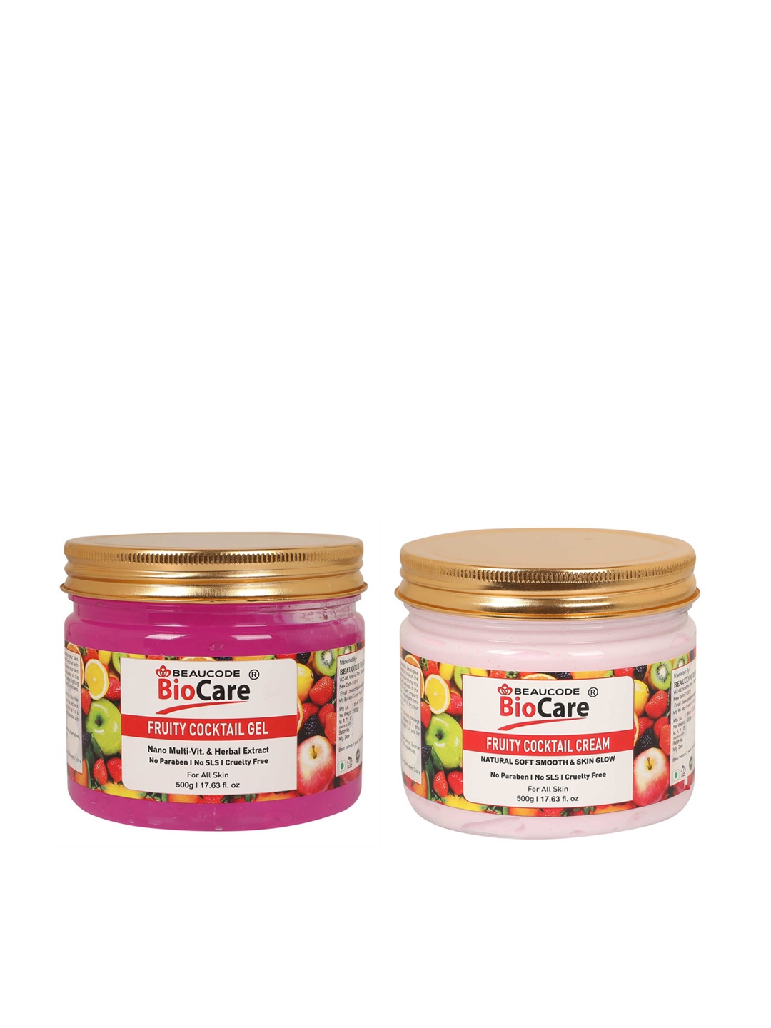 

BEAUCODE BIOCARE Set of Fruity Cocktail Face & Body Gel & Cream - 500 g Each, Pink