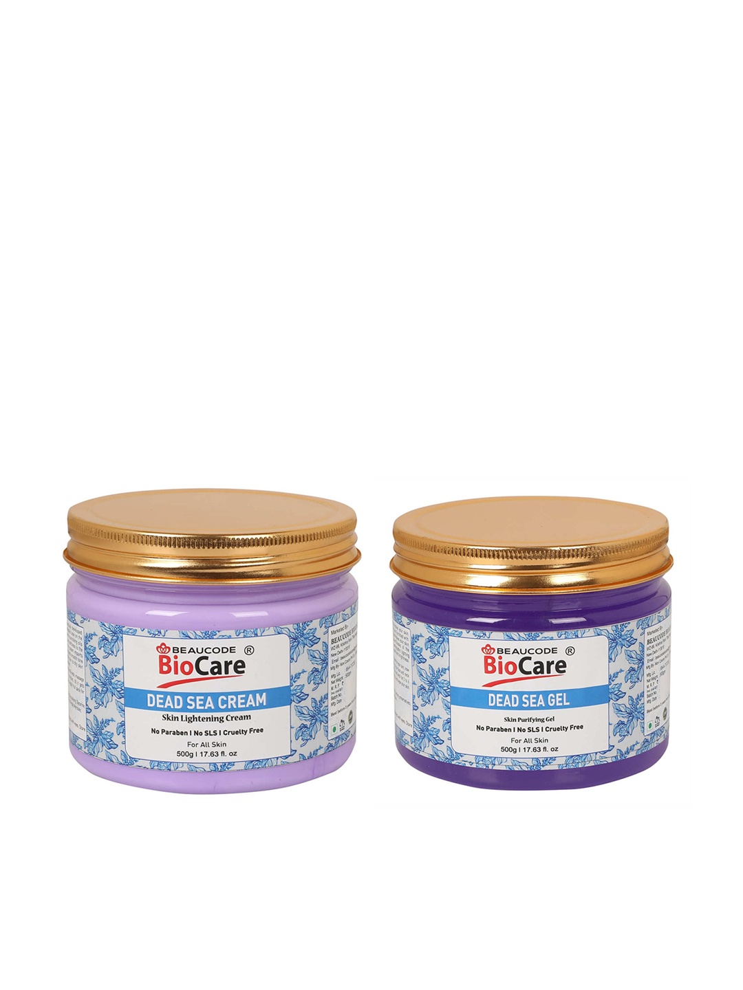 

BEAUCODE BIOCARE Set of Dead Sea Face Cream & Gel for All Skin Types - 500g each, Purple