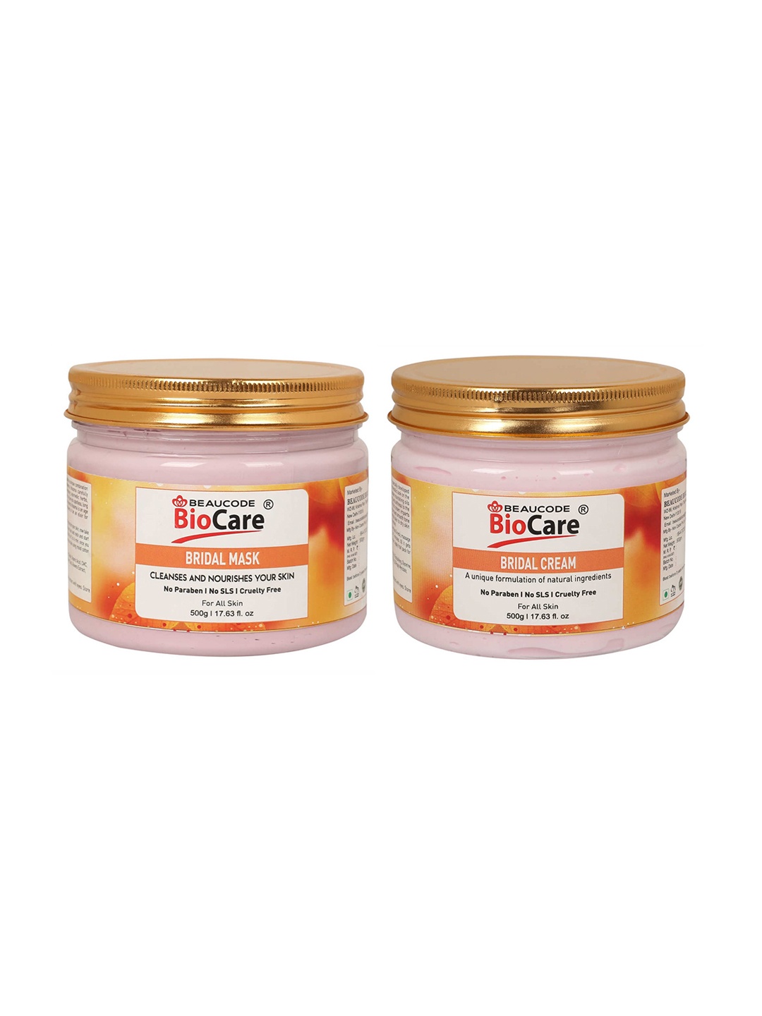 

BEAUCODE BIOCARE Set of Bridal Mask & Cream For All Skin Types - 500g each, Peach