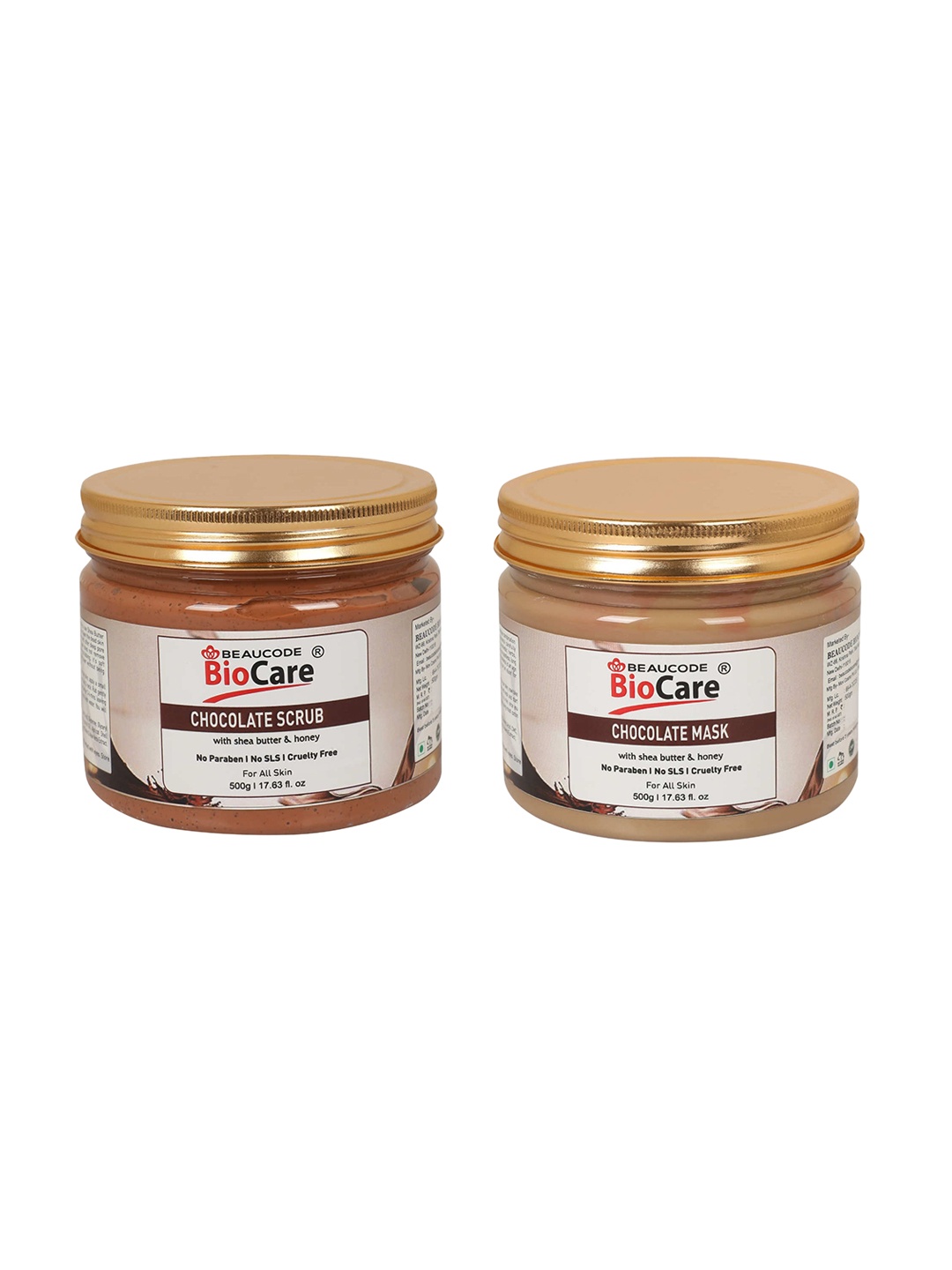 

BEAUCODE BIOCARE Set of Chocolate Scrub & Mask with Honey For All Skin Types - 500g each, Brown