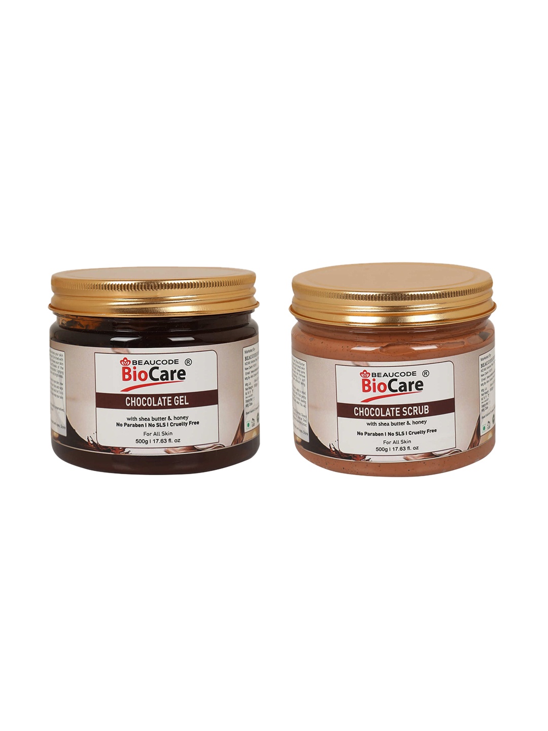 

BEAUCODE BIOCARE Set of Chocolate Scrub & Gel For All Skin Types - 500g each, Coffee brown