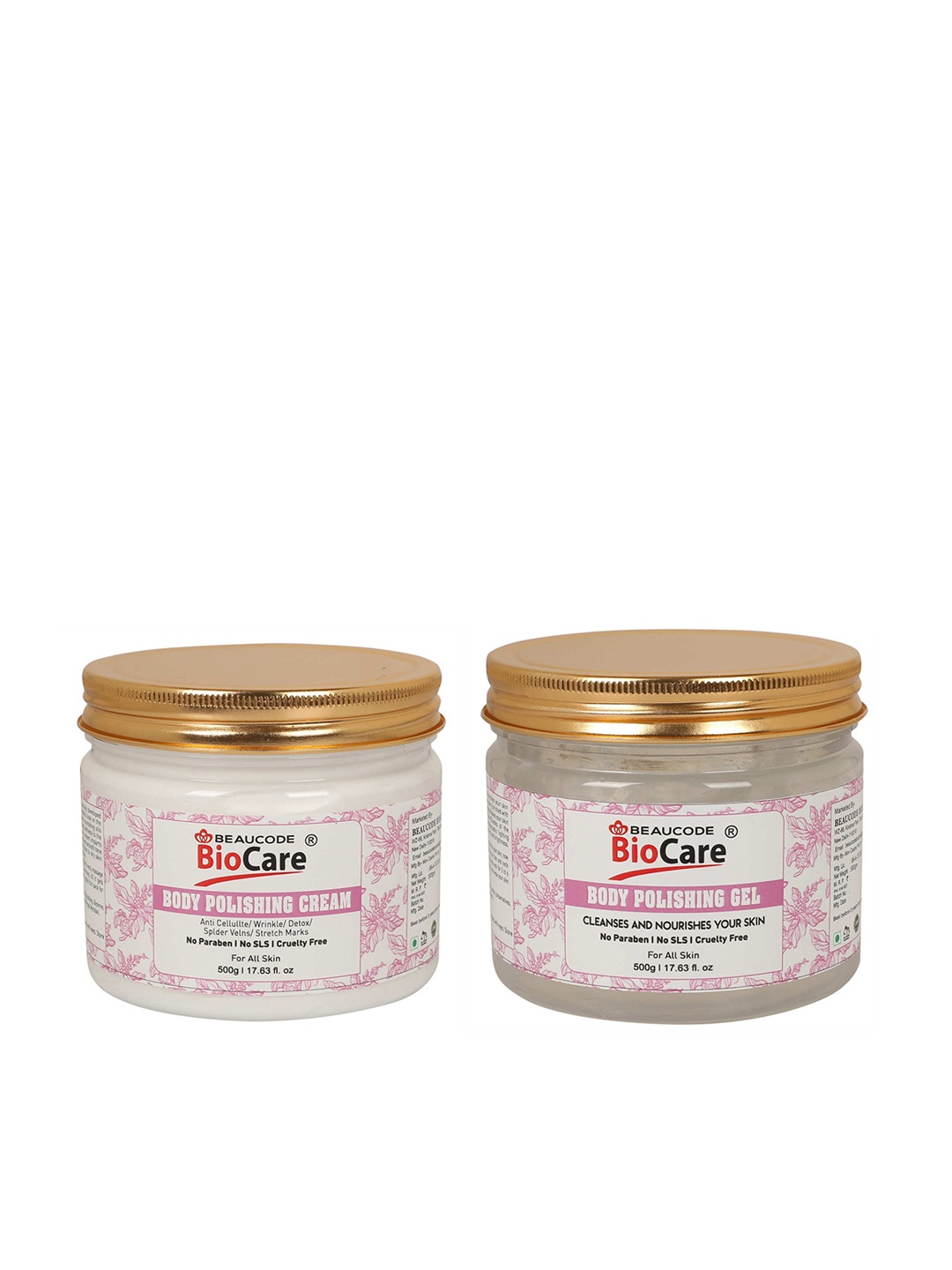 

BEAUCODE BIOCARE Set of Body Polishing Face & Body Cream & Gel - 500 g Each, Pink