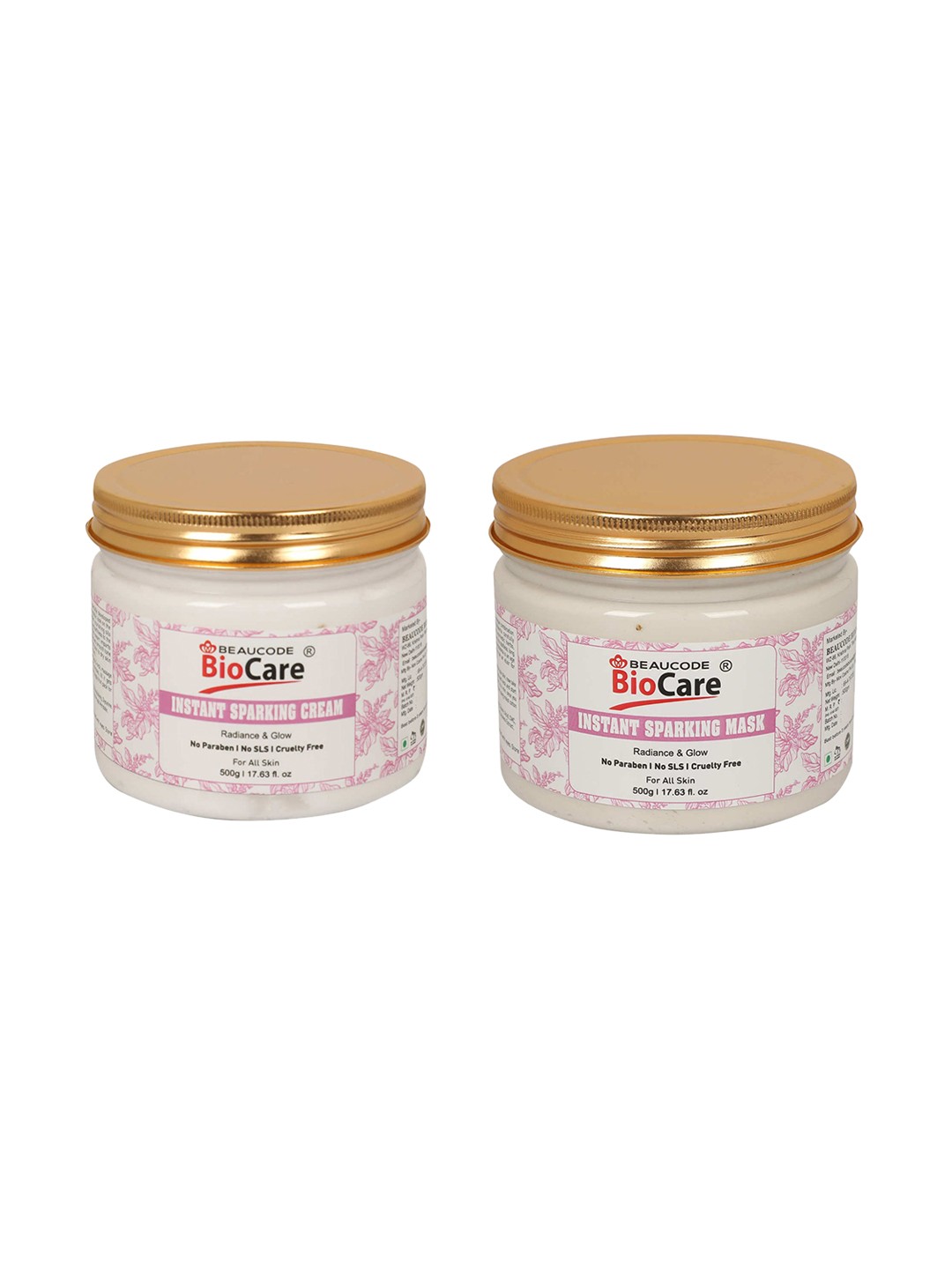 

BEAUCODE BIOCARE Set of Instant Sparking Cream & Mask For All Skin Types - 500g each, White