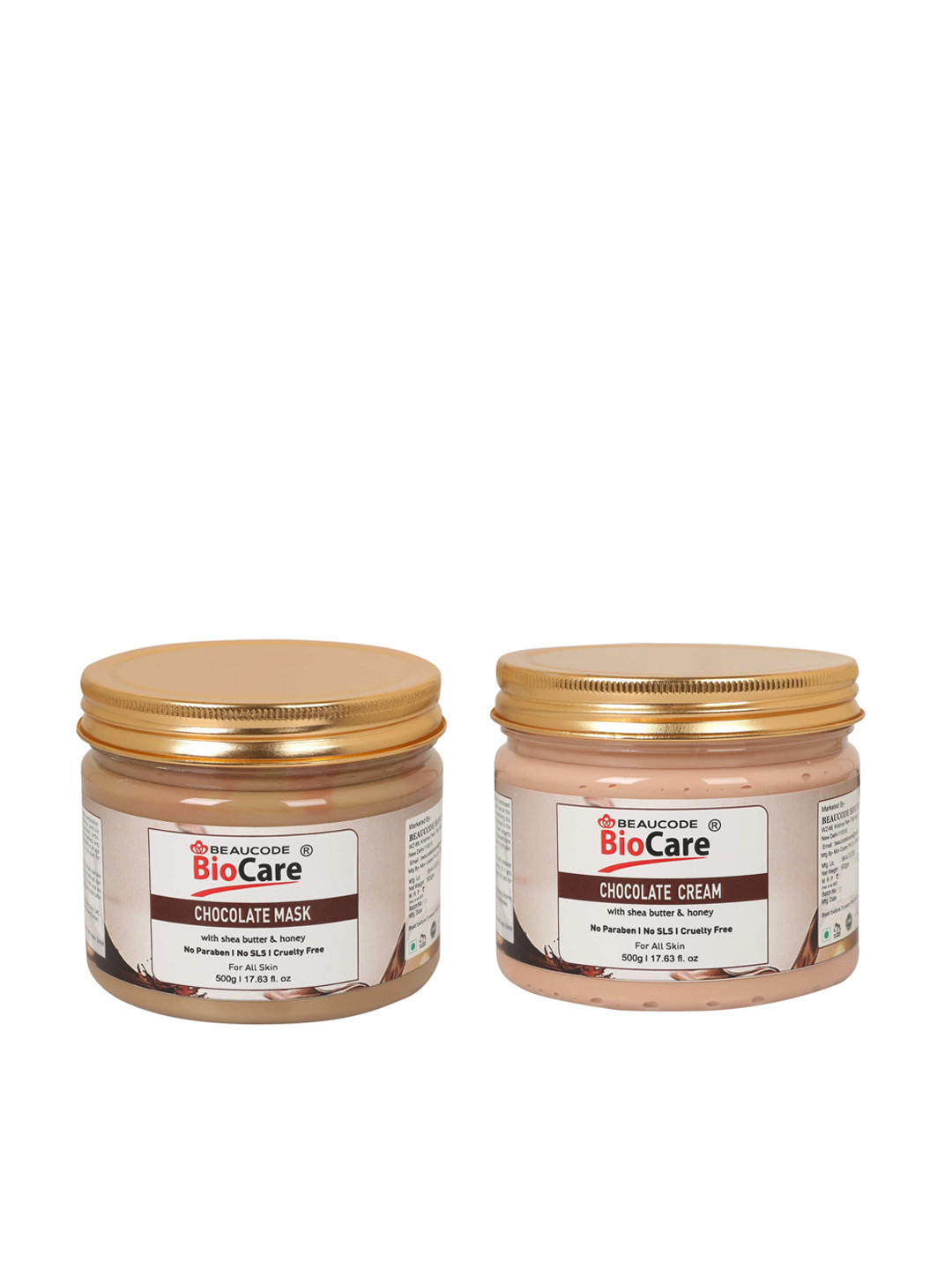 

BEAUCODE BIOCARE Set of 2 Chocolate Face and Body Cream & Face Mask - 500 g Each, Brown