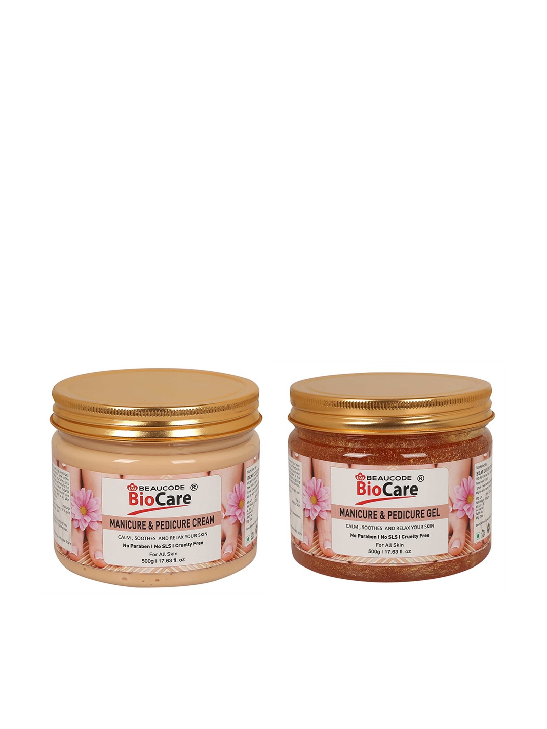 

BEAUCODE BIOCARE Set of Manicure & Pedicure Cream & Gel for All Skin Types - 500ml each, Beige