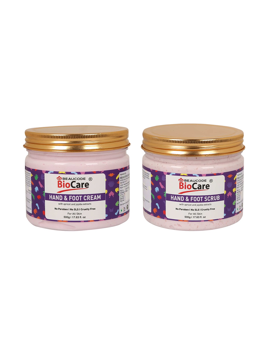 

BEAUCODE BIOCARE Set of Hand & Foot Cream & Scrub - 500 g Each, Pink