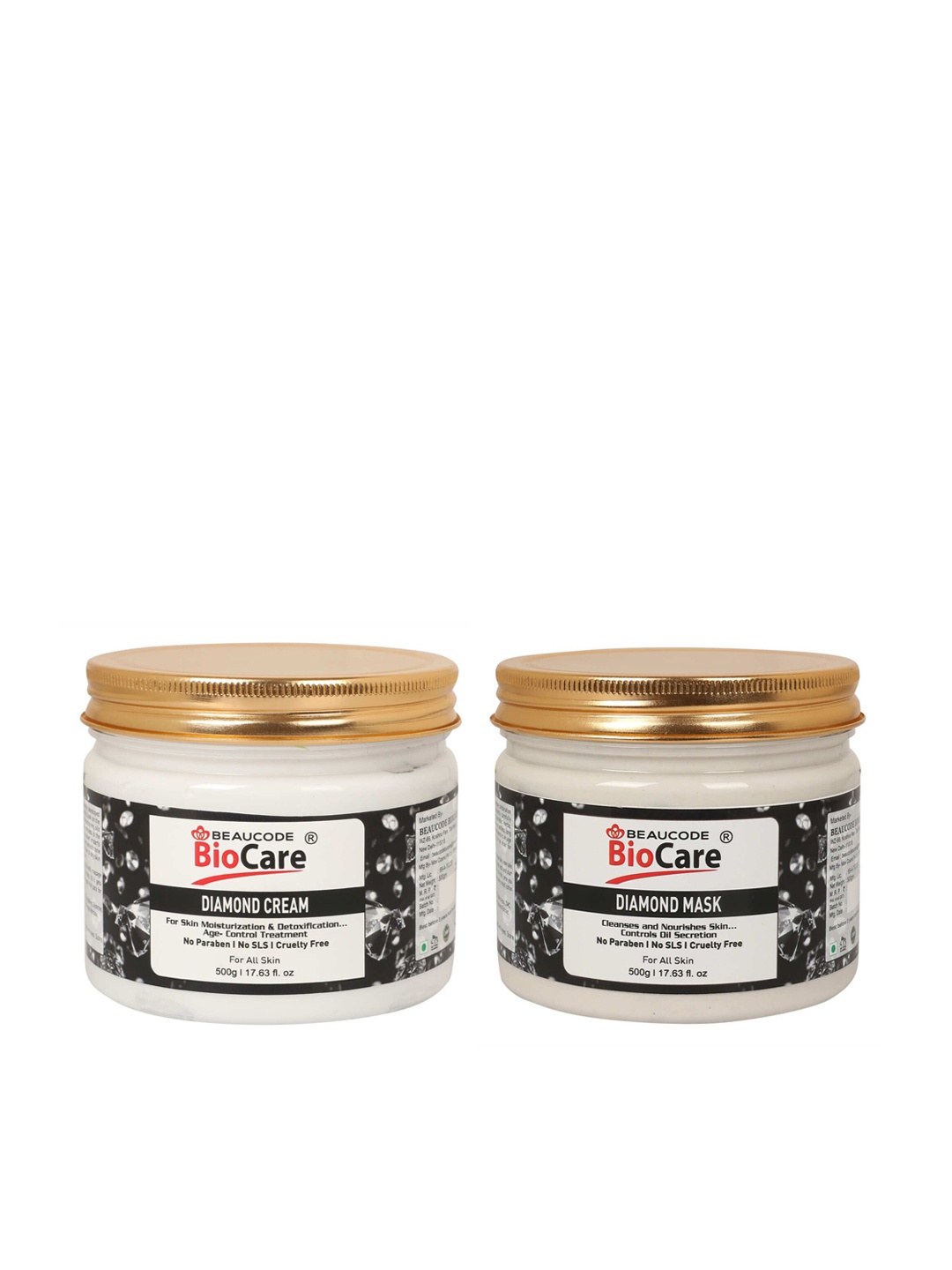 

BEAUCODE BIOCARE Set of Diamond Face & Body Cream & Mask - 500 g Each, Black