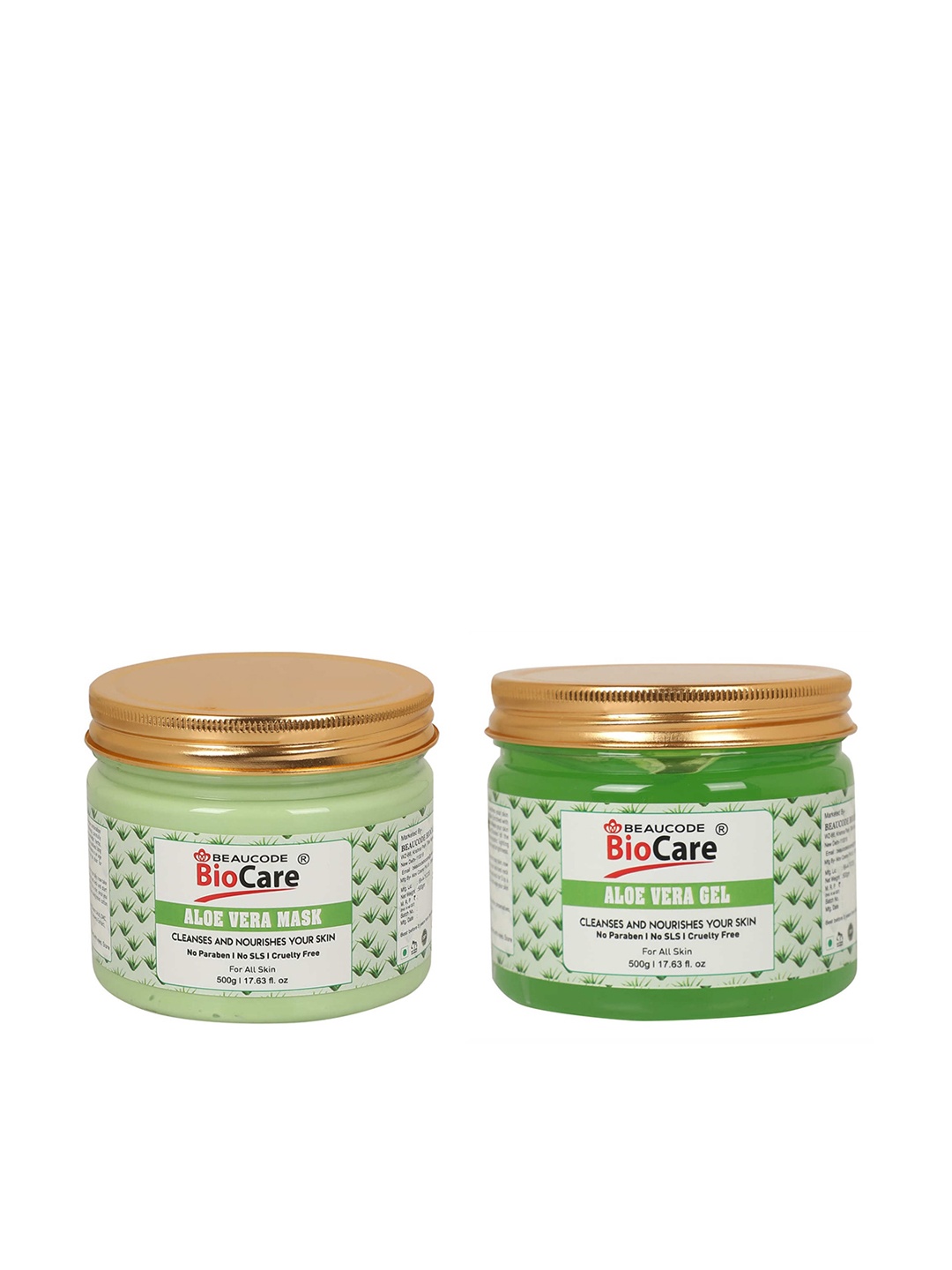 

BEAUCODE BIOCARE Set Of 2 Aloe Vera Face & Body Gel & Mask 500ml, Na