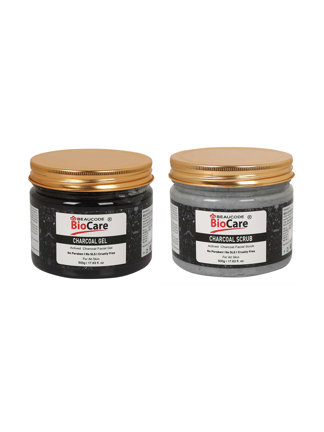 

BEAUCODE BIOCARE Set of Charcoal Facial Gel & Scrub for All Skin Types - 500g each
