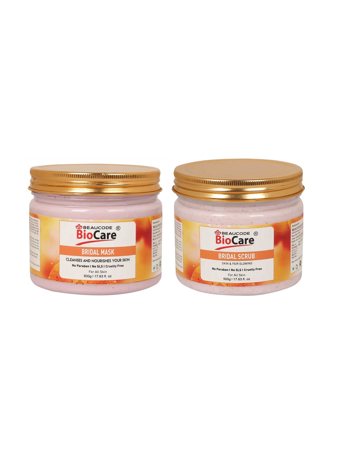 

BEAUCODE BIOCARE Set Of Bridal Face & Body Mask & Scrub - 500 g Each, Pink