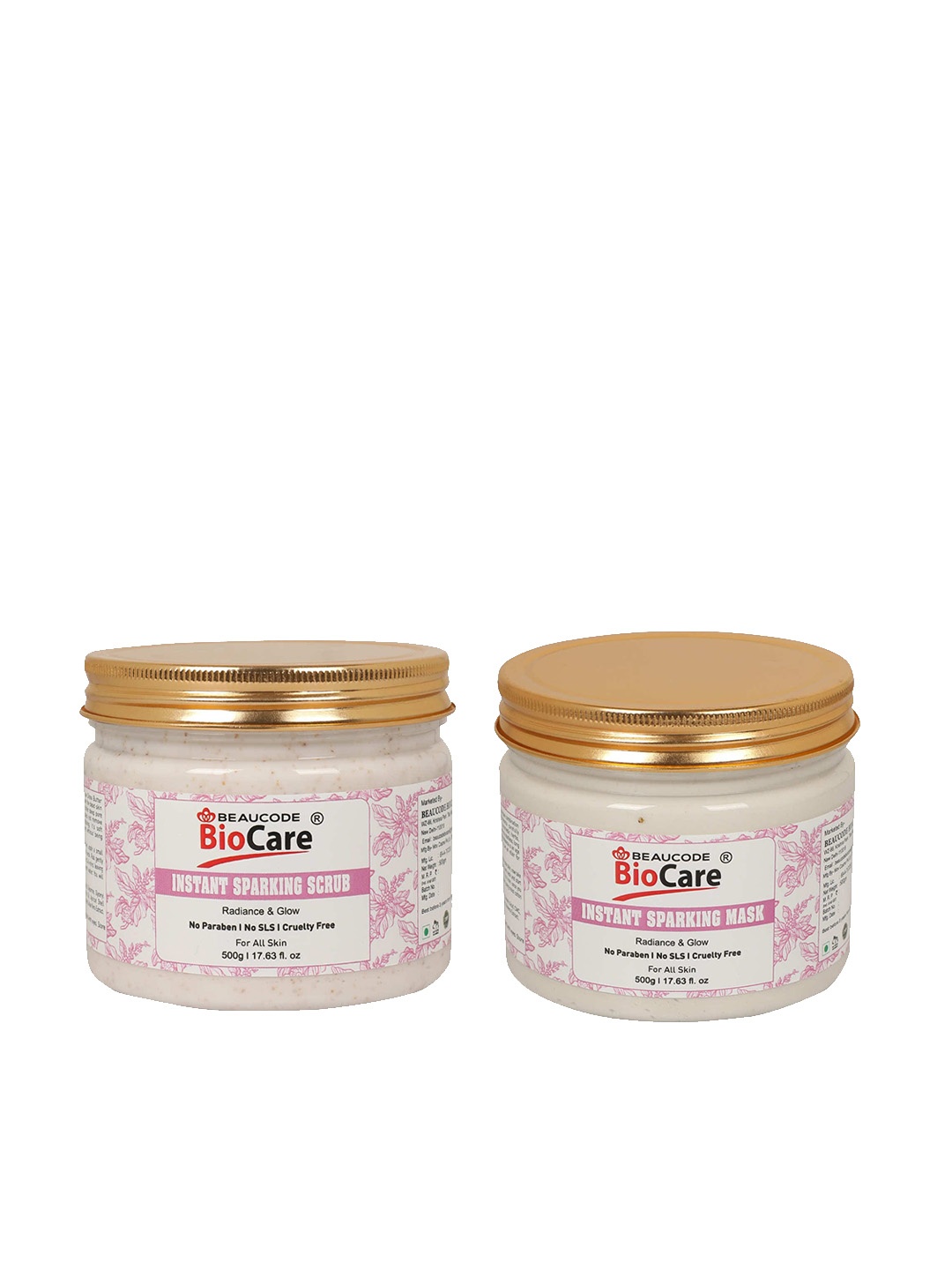 

BEAUCODE BIOCARE Set of Instant Sparking Scrub & Mask For All Skin Types - 500g each, Cream