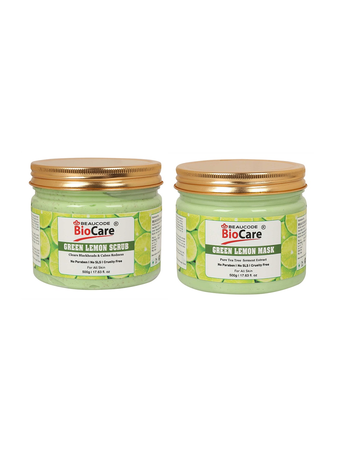 

BEAUCODE BIOCARE Set of Green Lemon Face & Body Scrub & Mask - 500 g Each