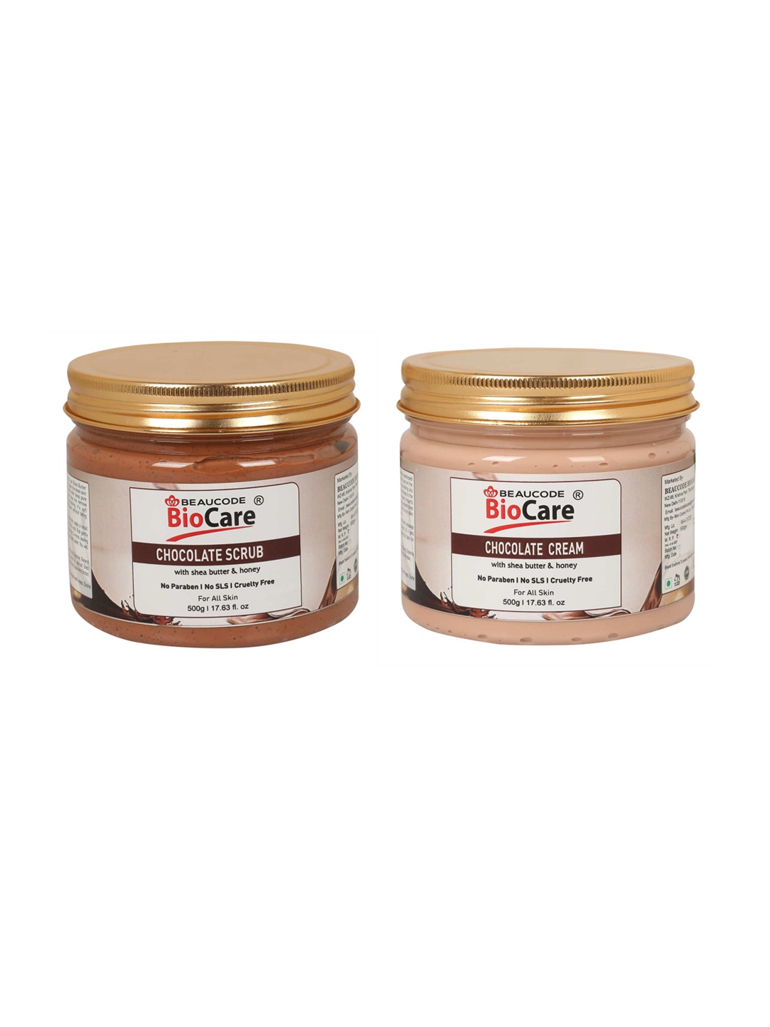 

BEAUCODE BIOCARE Set of Chocolate Cream & Scrub with Honey For All Skin Types - 500g each, Brown