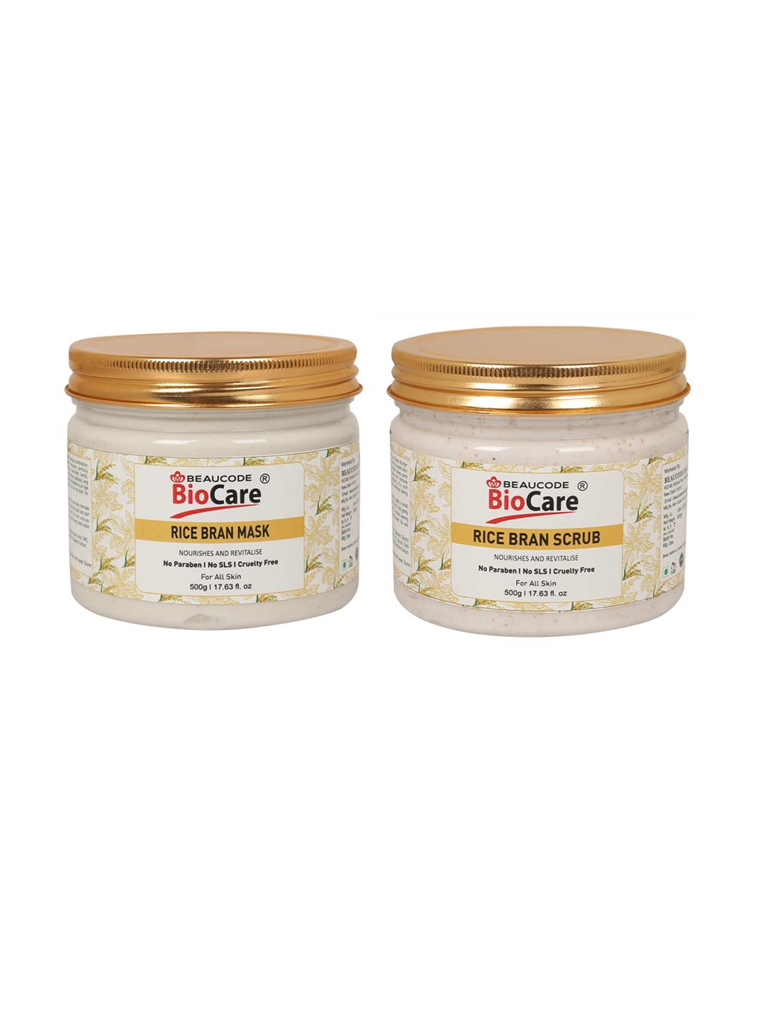 

BEAUCODE BIOCARE Set of Rice Bran Face Mask & Scrub for All Skin Types - 500g each, White
