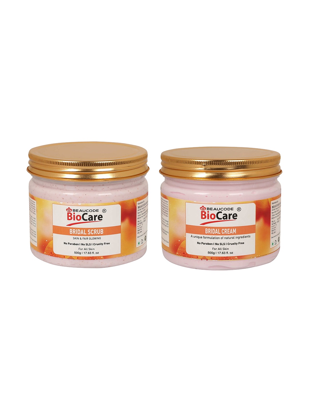 

BEAUCODE BIOCARE Set of Bridal Scrub & Cream For All Skin Types - 500g each, Peach