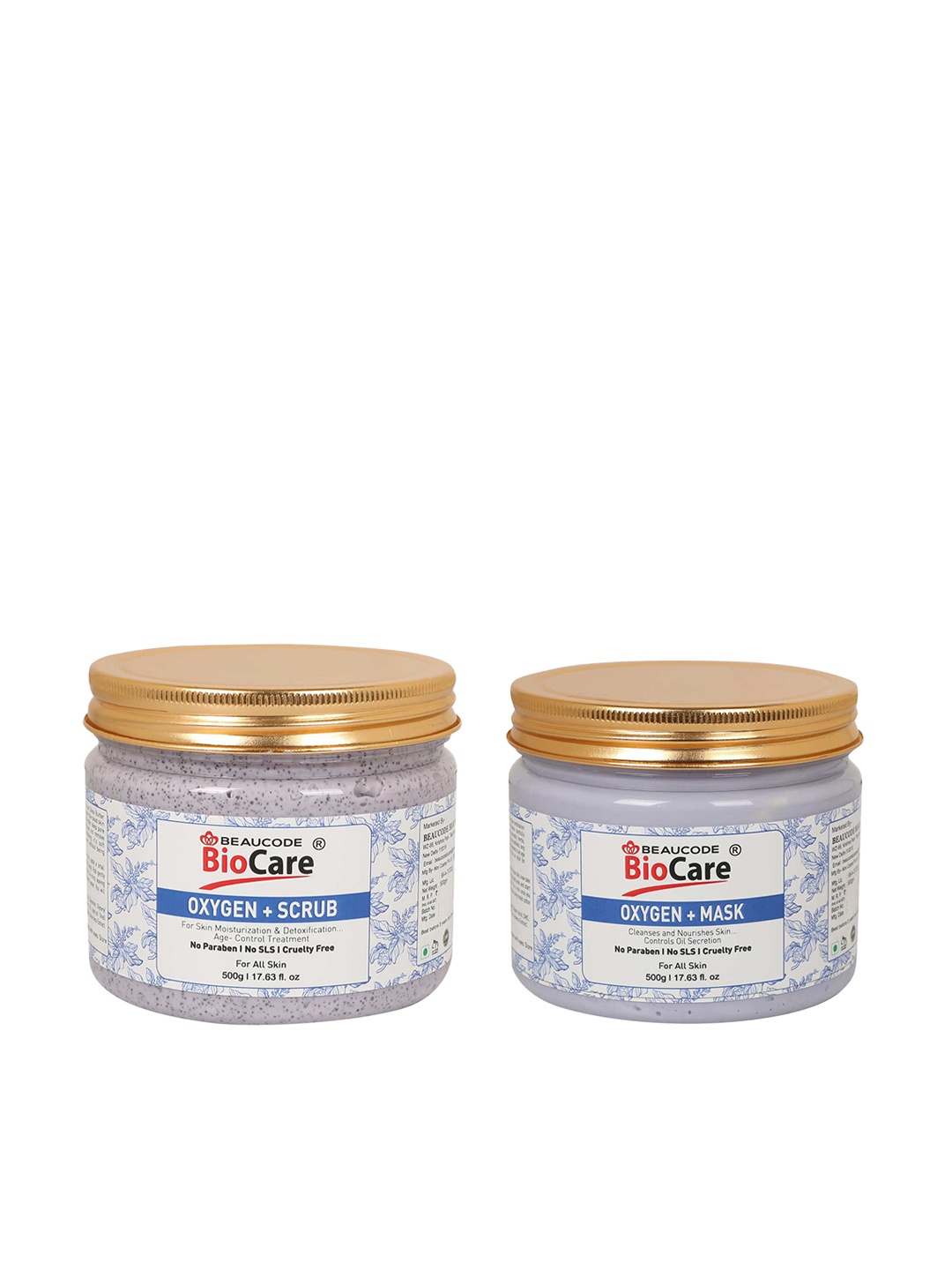 

BEAUCODE BIOCARE Set of Oxygen+ Face Mask & Scrub for All Skin Types - 500g each, Blue