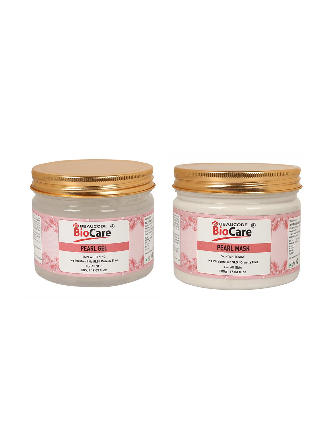 

BEAUCODE BIOCARE Set of 2 Pearl Mask & Gel For All Skin Types - 500g each, Pink